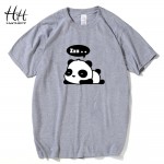 HanHent 2016 New Fashion Cotton T shirt Men Cute Panda Print Camisetas Steetwear Anime Shirt Casual Style Animal Men Clothes