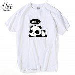 HanHent 2016 New Fashion Cotton T shirt Men Cute Panda Print Camisetas Steetwear Anime Shirt Casual Style Animal Men Clothes