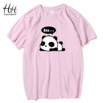 HanHent 2016 New Fashion Cotton T shirt Men Cute Panda Print Camisetas Steetwear Anime Shirt Casual Style Animal Men Clothes