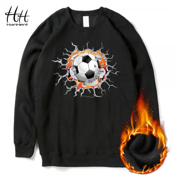 HanHent 3D Design Fashion Sweatshirts Man Fleece Autumn Winter Thick Round Collar Sportswear Clothes Funny Printed Hoodies Boys