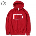 HanHent Battery Low Help Me Hoodies Men 3D Creative Hooded Sweatshirts Fashion Streetwear Hip Hop Black Hoodie Male Plus Size