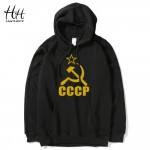 HanHent CCCP Red Novelty Letter Printing Men's Hoodies Soviet Union Cotton Fashion O-NECK Plus Size Sleeve Thin Sweatshirts