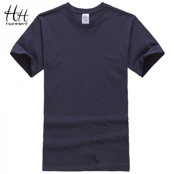 HanHent Cotton Men T-shirts Classical 2016 Short Sleeve O-neck Solid Color Loose Basic Tshirt Casual Fitness Men T shirts TA0001