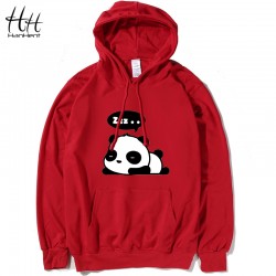 HanHent Cute Panda Fashion Thin Hoodies Men Cotton Casual Anime Sweatshirts Lovers Novelty Swag Brand Clothing 4XL Plus Size