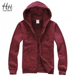 HanHent Fashion Solid Color Fleece Sweatshirts Man Thick Autumn Winter Cardigan Streetwear Fitness Jacket Men's Casual Hoodies