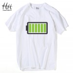 HanHent Full Battery Android Creative Men T-shirts Energy Cotton Tee shirt Homme Classic Blouse Fitness Clothes Men's T shirts