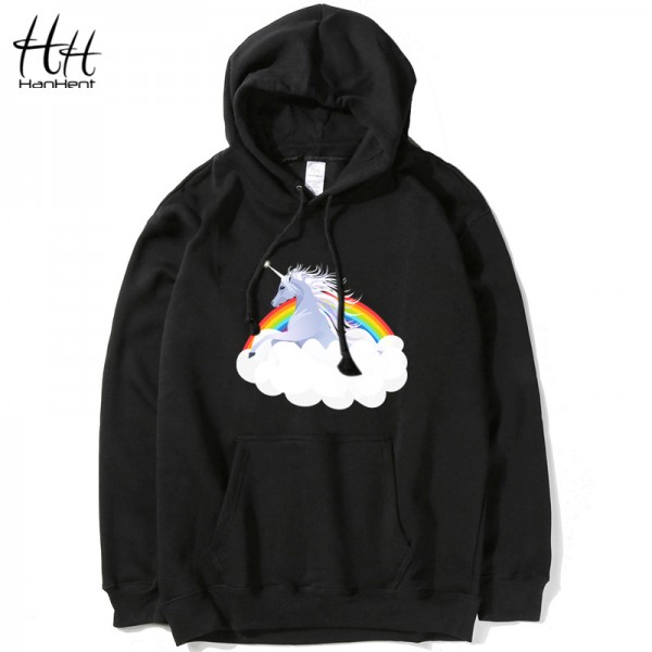 HanHent High Quality 3d Unicorn Thin Hoody Men Long Sleeve Sweatshirts Men Hood L-4XL hip hop Hoodies homme camisetas