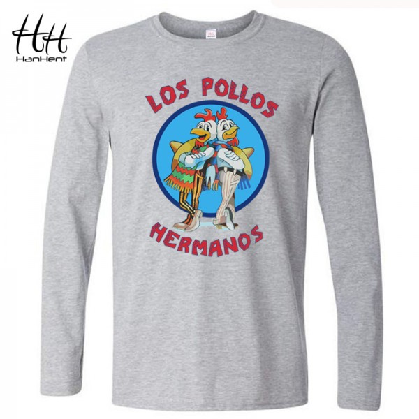 HanHent Los Pollos Hermanos Breaking Bad T Shirts 2016 Autumn Men T-shirts Long Sleeve O Neck Cotton Shirts Casual Tees LT0418