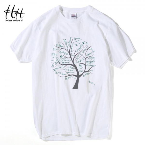 HanHent Mathematical Math Formula Tree Printed T Shirt Short Sleeve Summer Style Tshirt Casual Cotton Tops Geeks T-Shirt Men