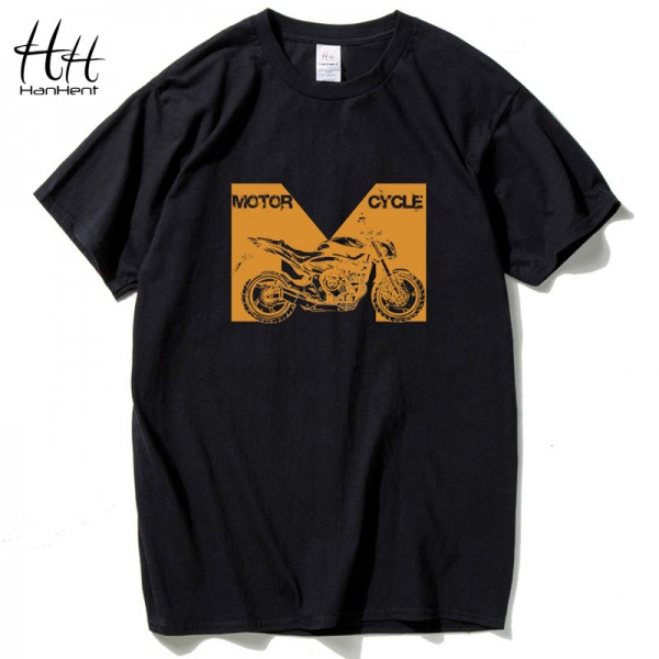 HanHent Summer Men Cotton Clothing Motorcycle Print T-shirts Camisetas t shirt Fitness tops Tees Skateboard mens t-shirts TH5267