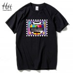 HanHent TV Test card Fashion T-shirt The Big Bang Theory Short Sleeve Cotton Tshirts Summer Style Male O-neck T shirts Signaling