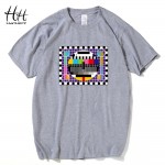 HanHent TV Test card Fashion T-shirt The Big Bang Theory Short Sleeve Cotton Tshirts Summer Style Male O-neck T shirts Signaling