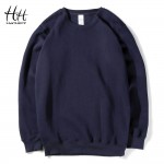 HanHent Winter Thick Sweatshirts Men Warm Pullover Streetwear Round Collar Sportswear Solid Color Fleece Hoodies Couples AH0002