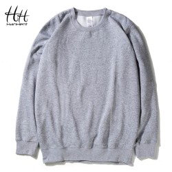 HanHent Winter Thick Sweatshirts Men Warm Pullover Streetwear Round Collar Sportswear Solid Color Fleece Hoodies Couples AH0002