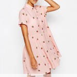 Haoduoyi 2017 New Summer Strawberry Print Casual Dresses Women POLO Collar Beach Boho Dress Sheer Mini Dress Plus Size Vestidos