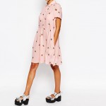 Haoduoyi 2017 New Summer Strawberry Print Casual Dresses Women POLO Collar Beach Boho Dress Sheer Mini Dress Plus Size Vestidos