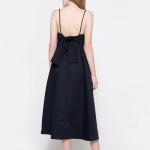 Haoduoyi 2017 Summer Fashion Women Solid Deep Blue Casual Off Shoulder Shift Dress Sexy Backless Sashes Spaghetti Strap Dress