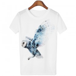 Harajuku Fashion Tee Shirt Femme Small Fox And Owl Print 2016 Summer Style Animal T Shirt Women Tshirt Women Tops Short Sleeve