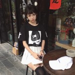 Harajuku Japanese Women Cartoon Tees Tops Unique Graphic Short Sleeves T Shirt White Tees Kawaii Cute Shirt Cotton Drop Shipping