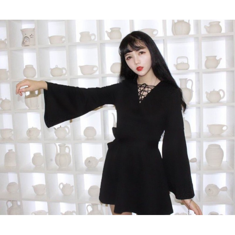 ladies long black dress
