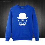 Hat Glasses Mustache Printed Men's Sweatshirts Men Pullover 2016 Autumn Winter Puls Size Cotton Hoodies Free Shipping