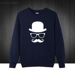 Hat Glasses Mustache Printed Men's Sweatshirts Men Pullover 2016 Autumn Winter Puls Size Cotton Hoodies Free Shipping