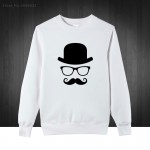 Hat Glasses Mustache Printed Men's Sweatshirts Men Pullover 2016 Autumn Winter Puls Size Cotton Hoodies Free Shipping