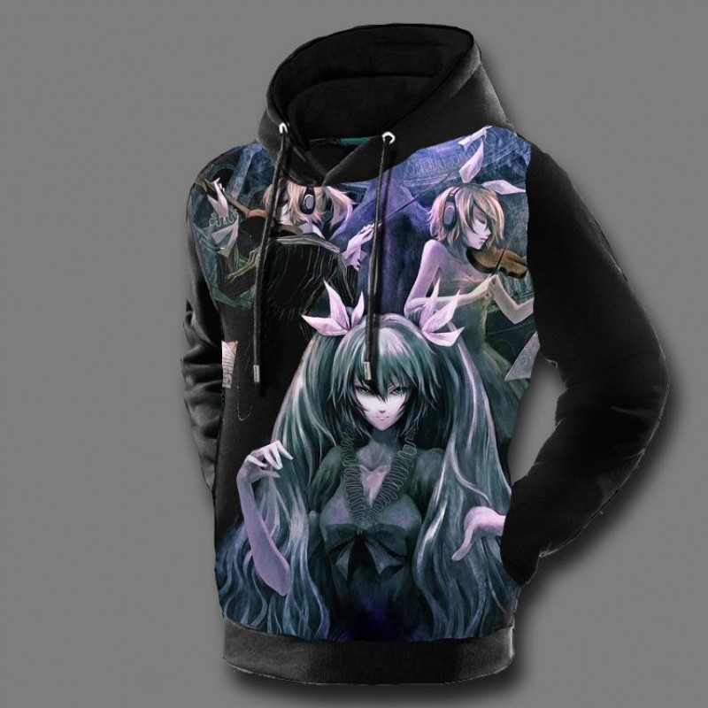 Hatsune Miku Hoodies 3D Print Vocaloid Mens Hooded Sweatshirt Fleece