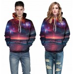 Headbook Space Galaxy Sweatshirt With Cap Men/women Hooded Hoodies 3d Print Seaside Sun Rising Autumn Thin Hoody