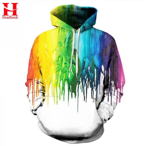 Headbook Splash paint Hoodies Men/Women Hooded Hoodies With Cap 3d Sweatshirt Print Paint Hoody Tracksuits Long Sleeve Pullover