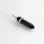 Hexagonal Column Natural Crystal Tiger Eye turquoises pendentif amethyste Stone Pendant Chains Necklace For Women Jewelry