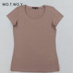High Quality 21 Candy Color Cotton Basic T-shirt Women Casual O-neck Female T Shirt For Women Short Sleeve Female Tops 001