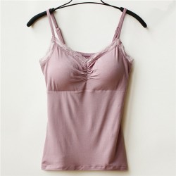 High Quality 9 Candy Colors Solid Modal Elasticity Blusas Bustier Lace Crop Top Camisole Tank Tops Women Top Cropped Regata #K4