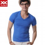 High Quality Cotton T-Shirt Men Brand XUBA T Shirts Men Sexy V Neck Mens T Shirts Simple Plain Colors Tee Tops White T Shirt