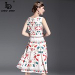 High Quality New 2017 Fashion Summer Dress Women's Sleeveless Casual Printed Vest Dress