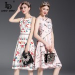 High Quality New 2017 Fashion Summer Dress Women's Sleeveless Casual Printed Vest Dress