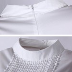 High Quality Spring Autumn Women's Shirts Long-sleeved Blouses Slim Basic Tops Hollow Lace Shirts For Female J2531