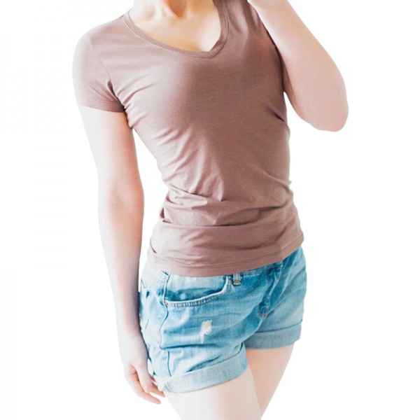 High Quality V-Neck 15 Candy Color Cotton Basic T-shirt Women Plain Simple T Shirt For Women Short Sleeve Female Tops 077