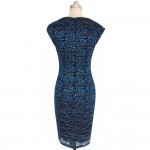 High Quality Womens Elegant Summer Gold Line Lace Dress Cap Sleeve Slim Casual Party Dresses Fitted Sheath Bodycon Dress 161