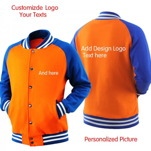 High Quality custom Sweatshirt plain LOGO DIY customized print Casual Sweatshirt Coat Brand Baseball Jacket