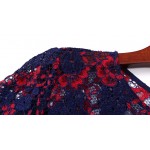 High Quatily Women Lace Dress 2017 Autumn Fashion Runway Dress Half Sleeve O-Neck Flower Print Bodycon Party Dresses Vestidos