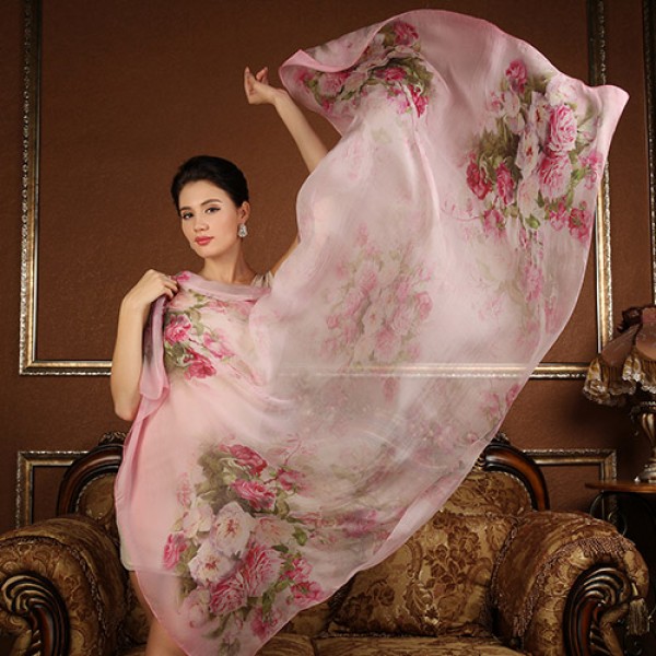 High quality 100% mulberry natural silk scarf  shawl hijab wrap women female long style spring summer Beach Cover-ups 