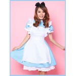 High quality With hairband blue pink black Lolita dress Alice in Wonderland Japanese Maid Cosplay dress Lanter sleeve Summer OP