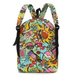 Hippie Canvas Backpacks Student School Bag Graffiti Backpack Cartoon Print Rucksack Travel Pack Laptop Graffiti Bolsa Mochila