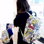 Hippie Canvas Backpacks Student School Bag Graffiti Backpack Cartoon Print Rucksack Travel Pack Laptop Graffiti Bolsa Mochila