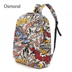 Hippie Canvas Backpacks Student School Bag Graffiti Backpack Cartoon Print Rucksack Travel Pack Laptop Graffiti Bolsa Mochila