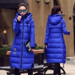 Hooded women winter jacket 2016 Casual Thick Warm Blue Black Long Coats  Down jacket for Pregnant Women Plus Size XL- 5XL YRF121