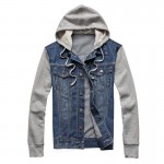 Hoodie men 2017 spring fashion men's cotton hoodie jeans jackets outerwear patchwork Denim Jacket Men Hoody Plus M-5XL