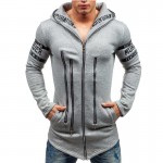 Hoodies Men New European and American Style Letters Printed Assassins Creed Hoodie Sweatshirt Men Coat with Unique Zipper Design