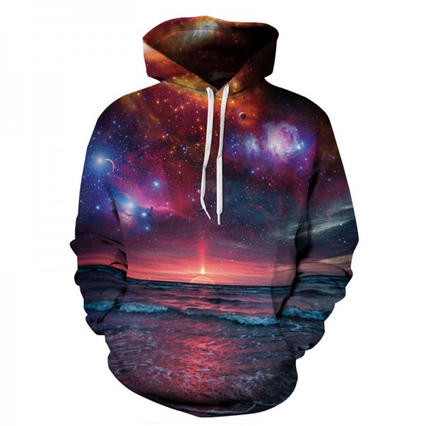 Hoodies men streetwear sweatshirt men harajuku colourful sunrise 3D universe starry hoodie brand clothing casual couple pullover